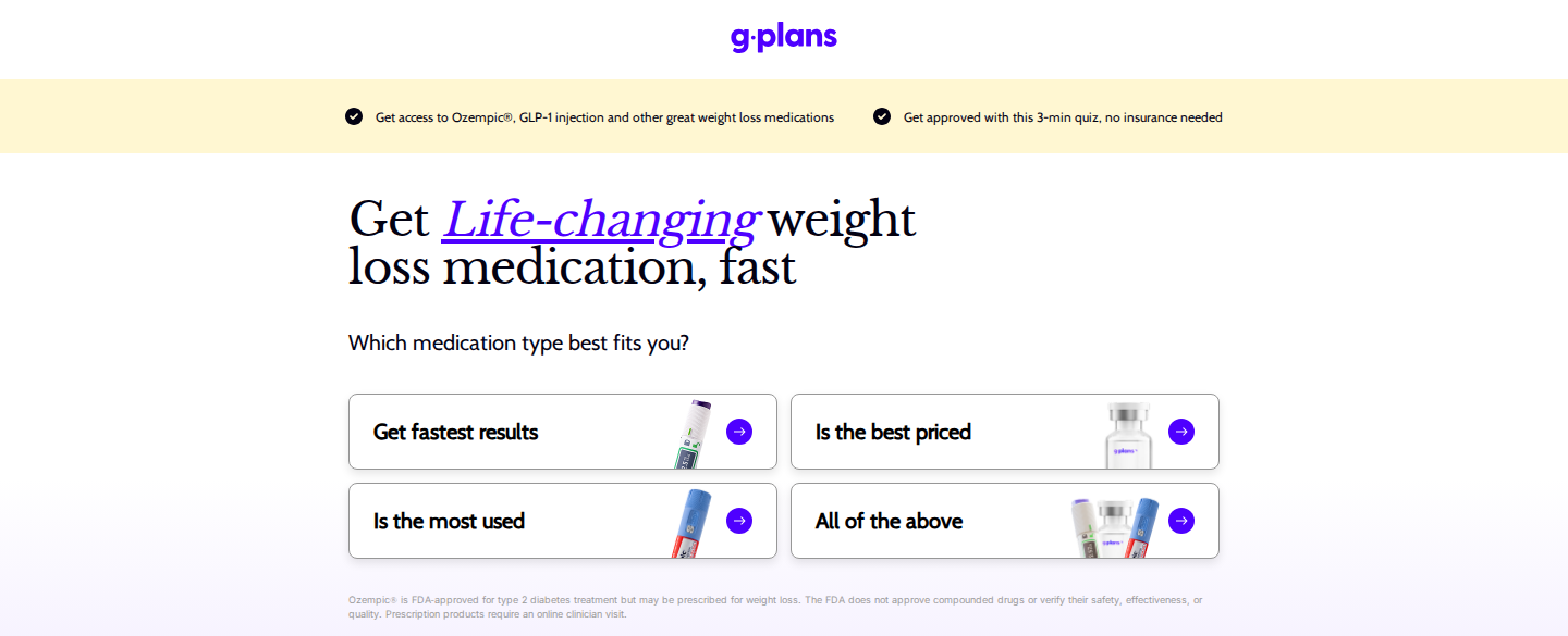 G-Plans Homepage — GLP-1 Weight Management Program
